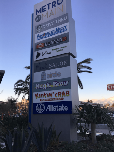 Monument sign at Metro @ Main in Corona, CA