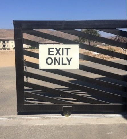 Custom Exit Gate Sign for Terrano Apartments, Corona CA