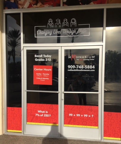 Window decals and graphics for Mathnasium in Redlands, CA
