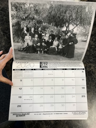 Inside of 2020 Historic Mission Inn Calender 