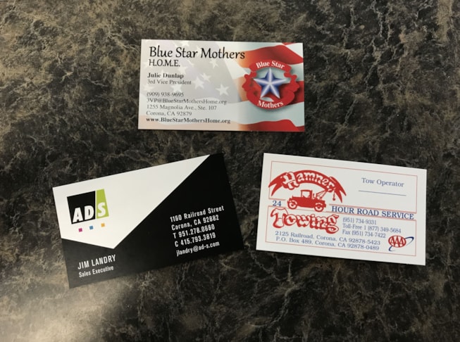 Varitey of business cards 