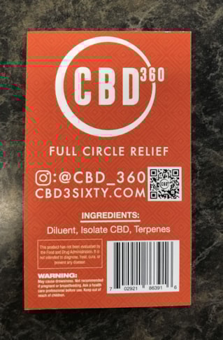 Product labels for CBD360