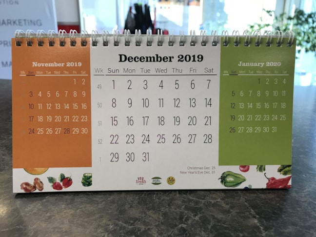 2020 calender for VegFresh 