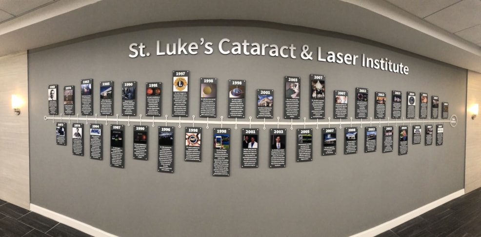 St. Lukes Timeline History with Dimensional Letters and Digital Printed Photos