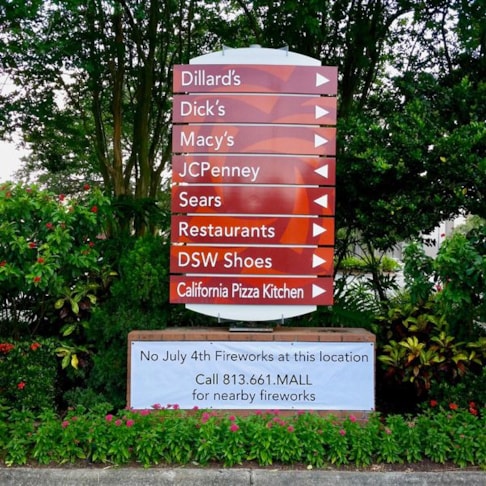 Custom Individual Aluminum Panels with Dimensional Letters Applied to Each for Local Mall