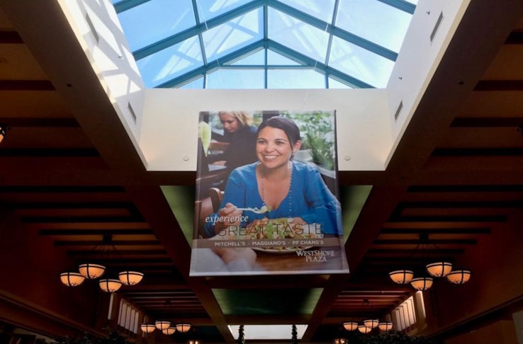 Custom Hanging Sky Banner with Pole Pockets in Tampa Mall