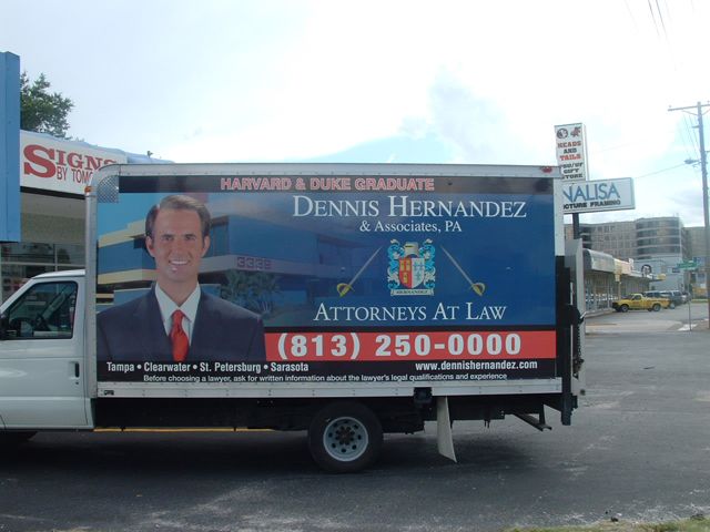Truck sign for Dennis Hernandez