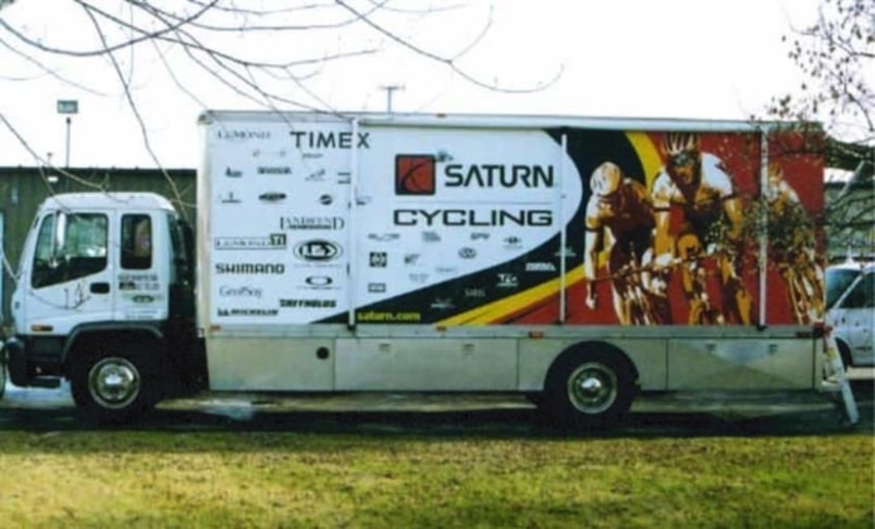 Partial wrap of printed graphics along with various die cut graphics for multiple sponsors to be changed each year