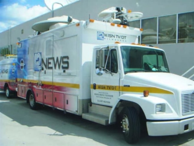 Printed and die cut graphics for WISN News Truck. Die cut graphics in reflective vinyl