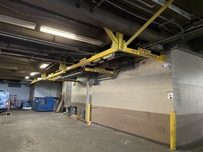 Clearance signs for parking garage