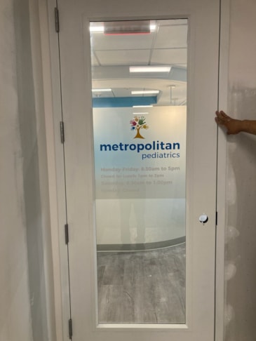 Entry door graphics for pediatric practice